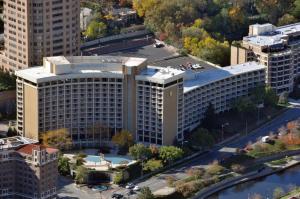 an aerial view of a large building in a city at InterContinental Kansas City at the Plaza, an IHG Hotel in Kansas City