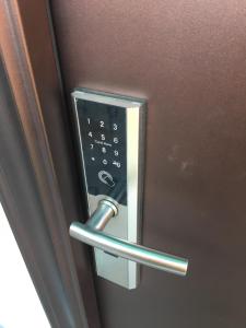 a close up of a door with a handle at Milan house in Arad