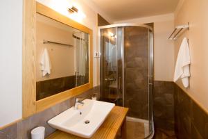 a bathroom with a sink and a shower at Apartments Erica Luxury in Novigrad Istria