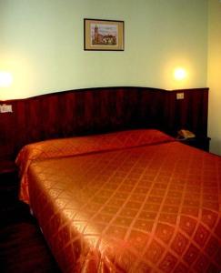 a bedroom with a large orange bed in a room at Albergo La Meridiana in Portogruaro