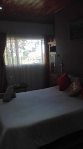 a bedroom with a large white bed with a window at Guest Lodge on the Edge in Stormsrivier