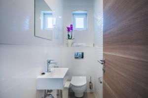 ロパールにあるSan Mar Loparのバスルーム(洗面台、トイレ、鏡付)