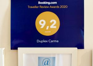 Certifikát, ocenenie alebo iný dokument vystavený v ubytovaní Duplex Carma