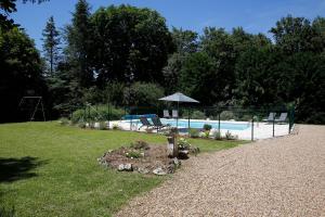 une arrière-cour avec une piscine et un jardin avec une aile sidx sidx dans l'établissement Le Clos des Péziers, à Vineuil