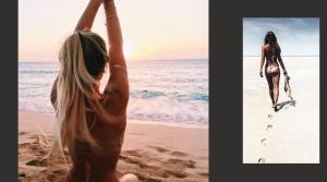 a woman sitting on the beach with her arm in the air at Riccione Beach Hotel - Enjoy your Summer -Beach Village incluso in Riccione