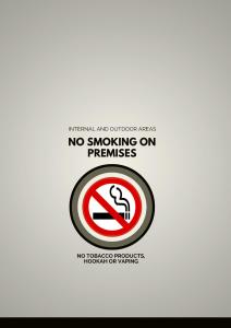 a sign that says no smoking on premises at The Olive Tree Villa in Yzerfontein