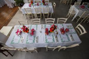 an overhead view of a table with flowers on it at Island Boutique Hotel in Larnaca