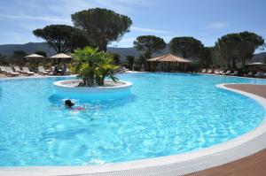 une personne nageant dans une grande piscine dans l'établissement Résidence Salina Bay, à Porto-Vecchio