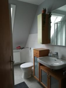 a bathroom with a sink and a toilet at bei Maria + Kalle in Schortens +15 photos