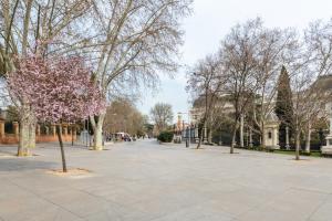 een park met bomen met roze bloemen erop bij Minty Stay 1BD -El Retiro in Madrid