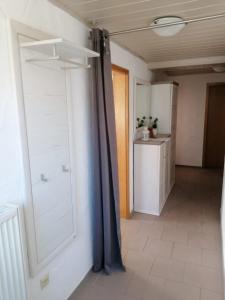 a bathroom with a shower and a sink in a room at FW Knöppel Sonja und Stefan in Zapfendorf