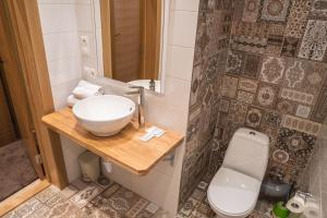 a bathroom with a sink and a toilet at Cafe Hotel Rudzons in Madona