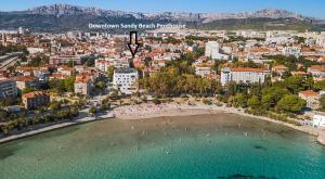 an aerial view of a beach in a city at City Center Sunset Penthouse in Split
