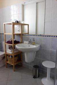 a bathroom with a sink and a mirror at Bois de Cadène in Saint-Pierre-de-Buzet