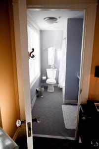 a bathroom with a white toilet in a room at Mansions on Fifth in Pittsburgh