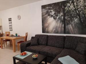 ein Wohnzimmer mit einem Sofa und einem Tisch in der Unterkunft Altstadt in Oberhausen