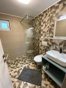 a bathroom with a sink and a toilet at Adi&Nicol in Sibiu +13 photos
