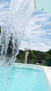 uma fonte de água com uma estátua no meio de uma piscina em Pousada 7 Estrelas em Ipiabas