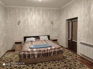 ein Schlafzimmer mit einem Bett in einem Zimmer in der Unterkunft MOTEL LION in Urganch