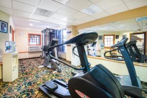 un gimnasio con cintas de correr y bicicletas estáticas en una habitación en Holiday Inn Riverton-Convention Center, an IHG Hotel en Riverton