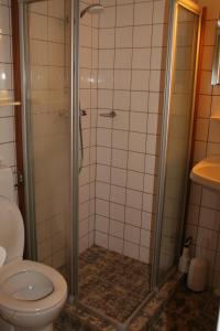 La salle de bains est pourvue d'une douche, de toilettes et d'un lavabo. dans l'établissement Rekerlanden 187, à Schoorldam