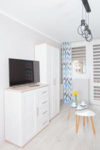 Televízia a/alebo spoločenská miestnosť v ubytovaní Apartament u Jankiego