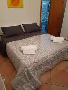 a bed with two towels on top of it at la casa di Amy in Taverne dʼArbia
