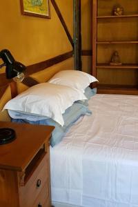 Posteľ alebo postele v izbe v ubytovaní Casa Sabiá Laranjeira no Sítio Canto dos Pássaros