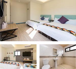 Η κουζίνα ή μικρή κουζίνα στο 羅東夜市舒果ShuGo B&B 近清溝夜市 國旅卡特約店 配合手作早餐店及租車行