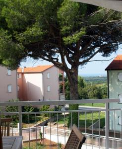een uitzicht vanaf het balkon van een huis met een boom bij Apartment Miro in Tar
