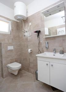 a bathroom with a toilet and a sink at Guesthouse Villa DomeNico in Lozovac