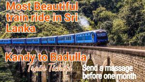 a train on a bridge with the words most beautiful train ride in sikkim at Shani Residence Kandy in Kandy