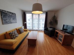 Televízia a/alebo spoločenská miestnosť v ubytovaní Budapest Central Port Apartment