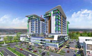 an architectural rendering of a building with a parking lot at Floral Elegance1 @ Galacity in Kuching