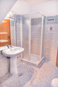a bathroom with a sink and a shower at Apartment Josip 2011 in Fažana