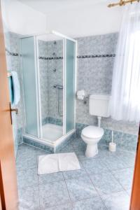 a bathroom with a shower and a toilet in it at Apartment Josip 2011 in Fažana +27 photos