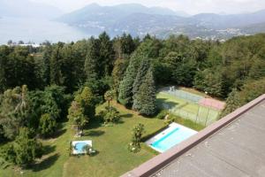 an aerial view of a house with a swimming pool at Euroville 70 in Germignaga