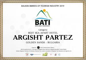 Argisht Partez Hotel ALL INCLUSIVE and beach tanúsítványa, márkajelzése vagy díja