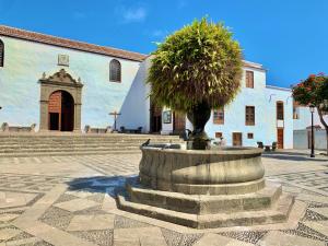 a building with a tree in the middle of a courtyard at Apartamento San Francisco in Santa Cruz de la Palma