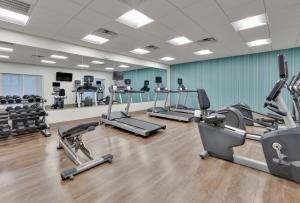 einen Fitnessraum mit Laufbändern und Crosstrainern in der Unterkunft Holiday Inn Express & Suites Plano East - Richardson, an IHG Hotel in Plano