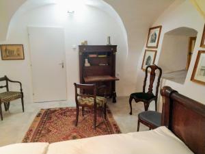 سرير أو أسرّة في غرفة في Chateau Třebešice