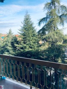 un balcón con vistas a algunos árboles de Navidad en Nannare' Rooms, en Reggio Emilia