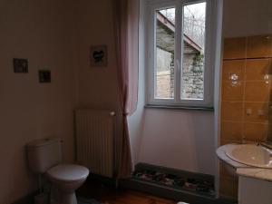 a bathroom with a toilet and a sink and a window at Domaine de Salomony in Marcols-les-Eaux +60 photos