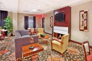 a living room with a couch and a tv at Holiday Inn Express Hotel & Suites Atlanta-Cumming by IHG in Cumming
