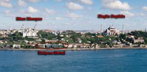 a view of a city from the water at Kalyon Hotel Istanbul in Istanbul