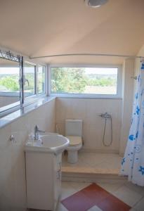 a bathroom with a sink and a toilet and a window at Villa Alba in Preveza +34 photos