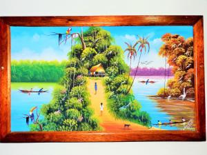 a picture of a painting of a tropical island at Mini Departamento Iquitos 1243 in Iquitos