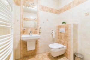 un bagno con un water e un lavandino di Salaš Syrex a Zázrivá