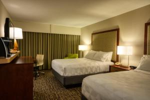 a hotel room with two beds and a desk at Holiday Inn Hotel & Suites Minneapolis-Lakeville by IHG in Lakeville +28 photos