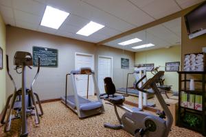 un gimnasio con cintas de correr y elípticas en una habitación en Holiday Inn Express Hotel & Suites Charleston-Ashley Phosphate, an IHG Hotel, en Charleston